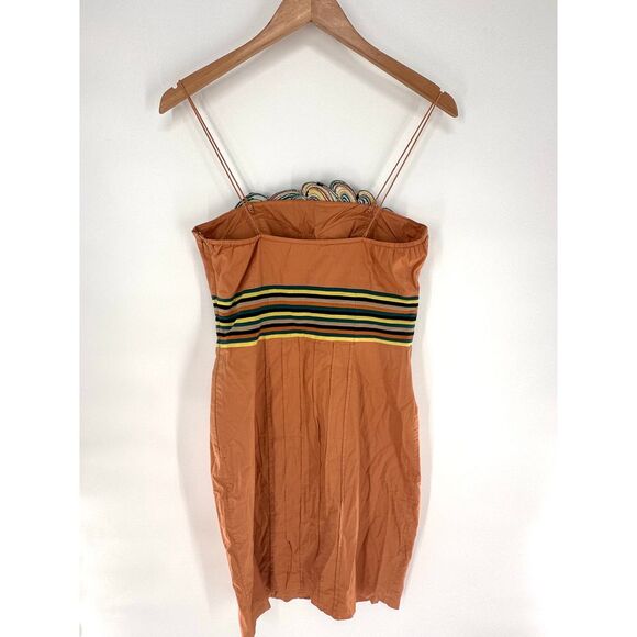 Catherine Malandrino Orange Embroidered Shoulder Strap Corset Women's Dress Sz 6 - Picture 5 of 7